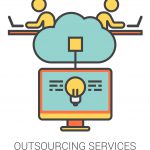 Outsourcing services line icons.