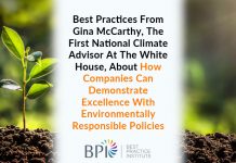 Best Practices From Gina McCarthy, The First National Climate Advisor At The White House, About How Companies Can Demonstrate Excellence With Environmentally Responsible Policies - Excellence in Business